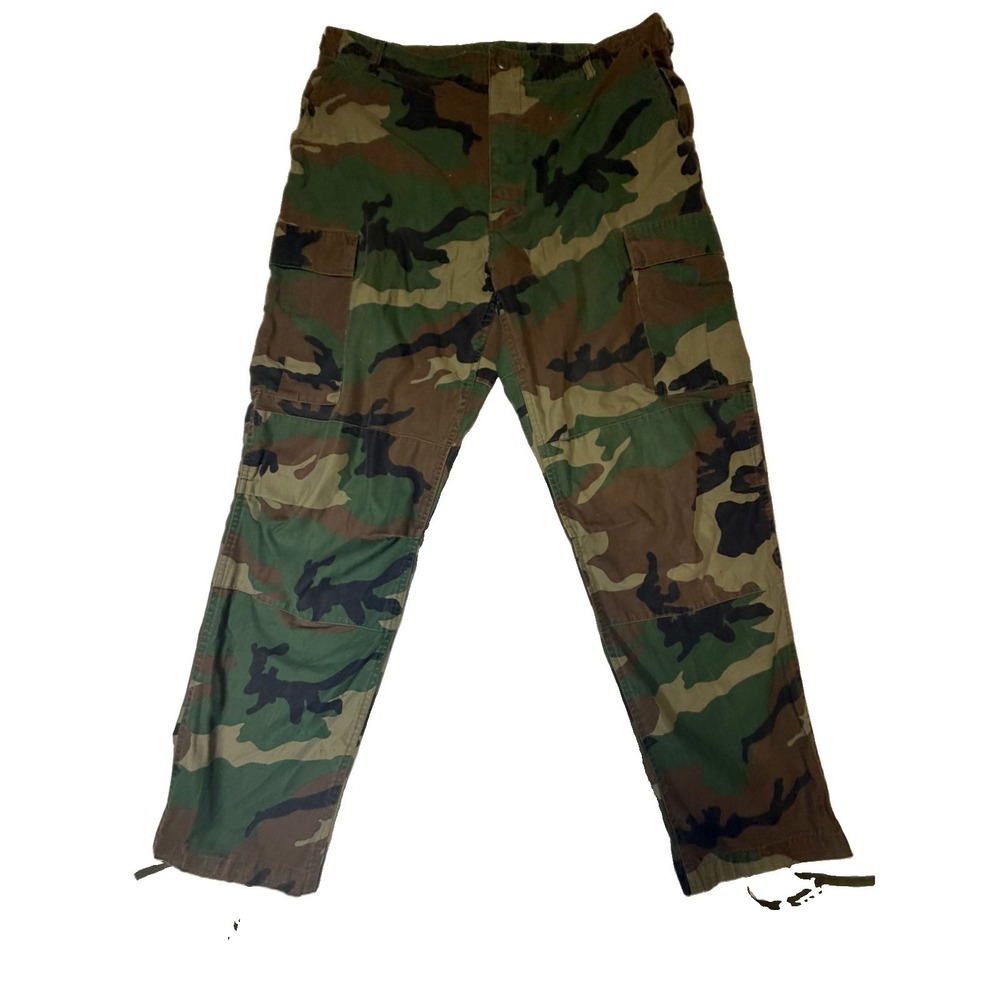 Vintage US Military Woodland Camo BDU Combat Pants Large Regular Korea 35-39